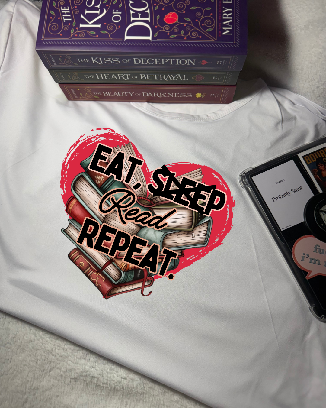 Women Short Sleeve - T Shirt - Original - Eat Sleep Read Repeat